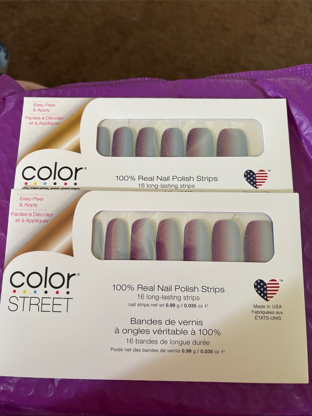 Color Street Gradient Glitter Nail Strips in Purple and Blue. “It takes Tucson”
